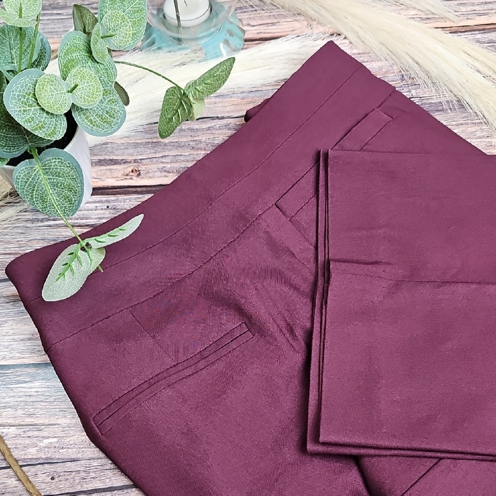 NEW LAND' N SEA MERLOT FLAT FRONT PULL-ON STRETCH PANT